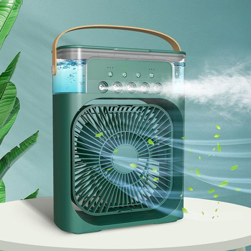 USB Portable Fan for Summer, Misting Mini Fan, Evaporative Cooler Fan with LED Light, 3 Wind Speeds & 3 Spray Modes Cooling Fans Portable for Desk, Nightstand, or Coffee Table, Durable Cooling Fan (Required 5V2A USB Power Adapter), Portable Fan