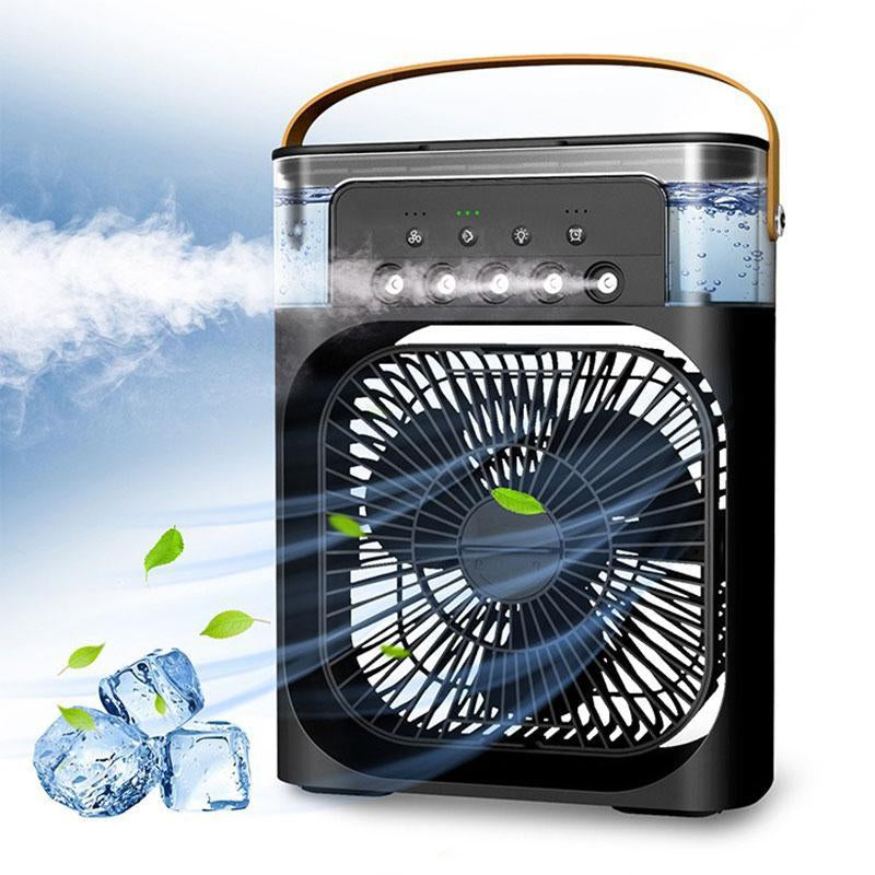 USB Portable Fan for Summer, Misting Mini Fan, Evaporative Cooler Fan with LED Light, 3 Wind Speeds & 3 Spray Modes Cooling Fans Portable for Desk, Nightstand, or Coffee Table, Durable Cooling Fan (Required 5V2A USB Power Adapter), Portable Fan